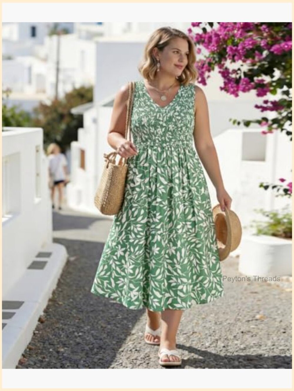 Plus Size Sleeveless V-Neck Maxi Dress Smocked Casual Wedding Guest - Picture 2 of 7